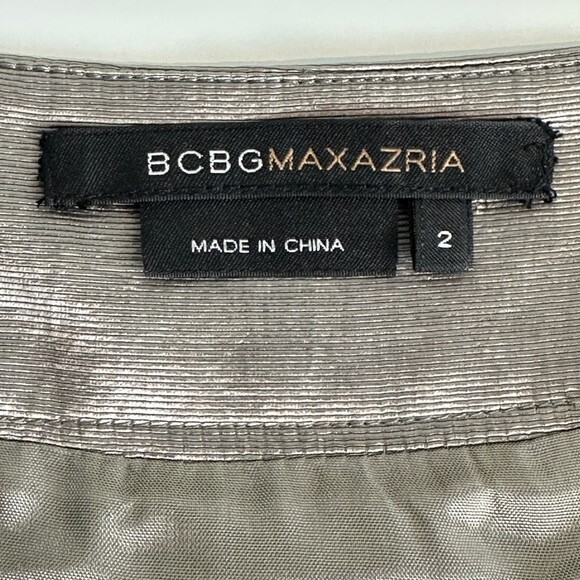 BCBGMaxAzria Metallic A-Line Box Pleated Skirt 2 - Picture 3 of 7
